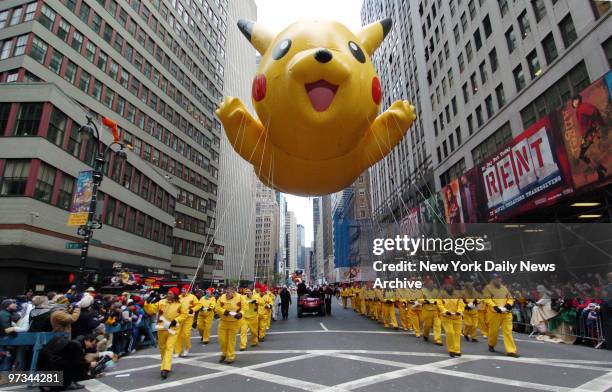Pikachu balloon makes its way down Broadway during the 79th annual Macy's Thanksgiving Day Parade.