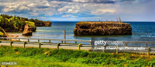 pokeshaw rock in new brunswick - bathurst new brunswick stock pictures, royalty-free photos & images