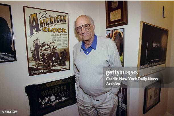 Playwright Arthur Miller in his apartment.