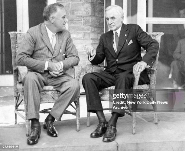 President Franklin D. Roosevelt and Secretary of State Cordell Hull at Roosevelt's summer White House in Hyde Park, N.Y.