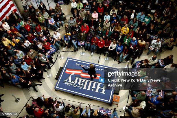 Presidential candidate Hillary Clinton speak during a campaign rally at the Sioux City Art Center in Sioux City, IA.