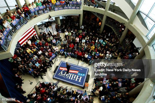 Presidential candidate Hillary Clinton speak during a campaign rally at the Sioux City Art Center in Sioux City, IA.