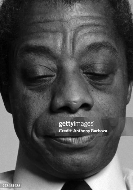 Close-up of American author James Baldwin , New York, New York, 1975.