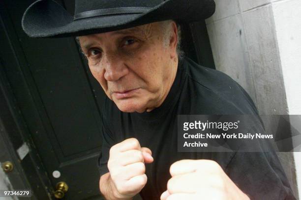Portrait of a former champ, ex-middleweight boxer Jake LaMotta, near his E. 57th St. Home. The 20th anniversary of "Raging Bull," about LaMotta's...