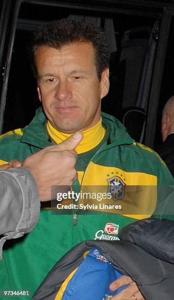 Brazil National Football Team Head Coach Dunga is seen on March 1, 2010 in London, England. The Brazilian National Team is in London for an...