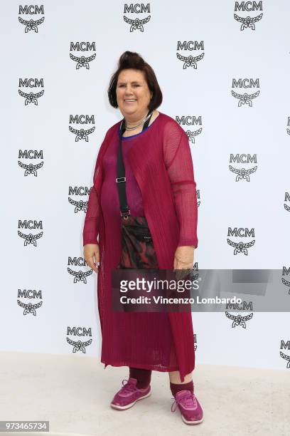 Suzy Menkes attends the MCM Fashion Show Spring/Summer 2019 during the 94th Pitti Immagine Uomo on June 13, 2018 in Florence, Italy.