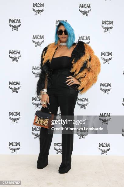 Talia Coles attends the MCM Fashion Show Spring/Summer 2019 during the 94th Pitti Immagine Uomo on June 13, 2018 in Florence, Italy.