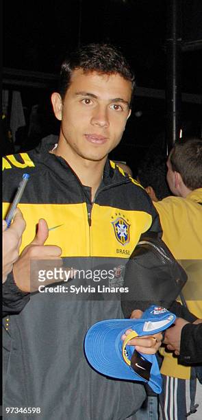 Brazil National Football Team player Nilmar is seen on March 1, 2010 in London, England. The Brazilian National Team is in London for an...