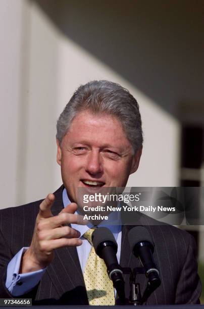 President Bill Clinton speaking about the Y2K problem before leaving for York, Pa.