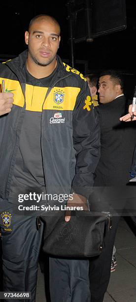 Brazil National Football Team player Luisao is seen on March 1, 2010 in London, England. The Brazilian National Team is in London for an...