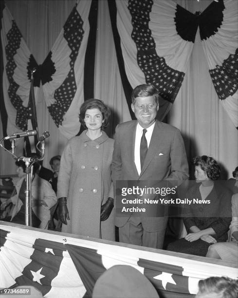 President Elect John F. Kennedy makes his victory speech in the Hyannis Armory