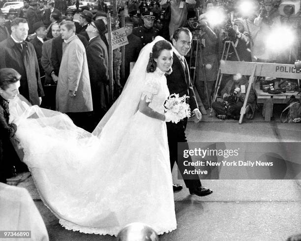 President elect, Richard Nixon with his daughter Julie on the way to marble Collegiate Church for her marriage to David Eisenhower.