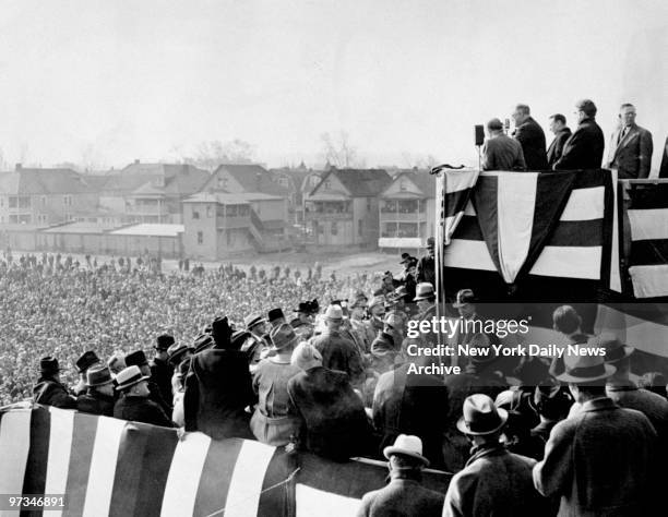 President Franklin D. Roosevelt addressing a crowd in Wilkes-Barre, Pa.