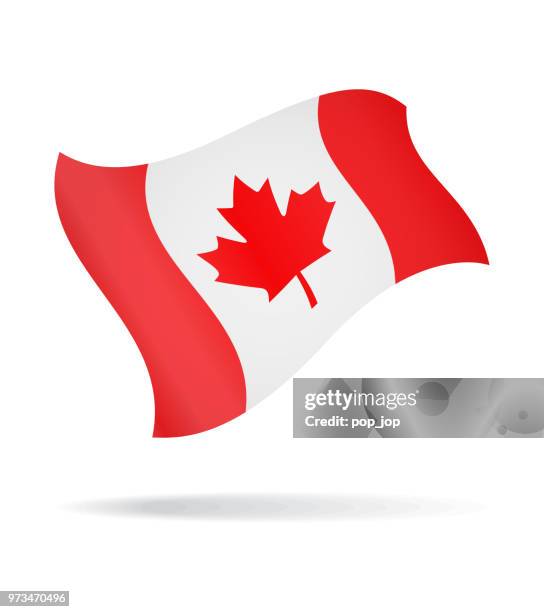 canada - flying flag vector glossy icon - canada flag stock illustrations