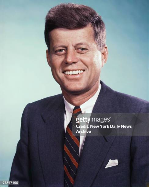 President John F. Kennedy photographed in the Daily News color studio...