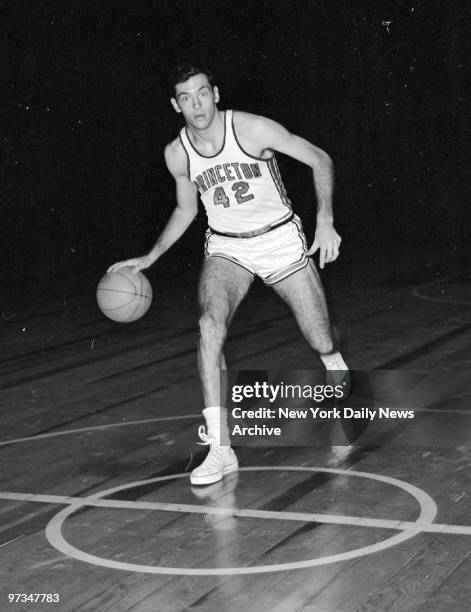 Princeton basketball star Bill Bradley during team practice at Madison Square Garden.