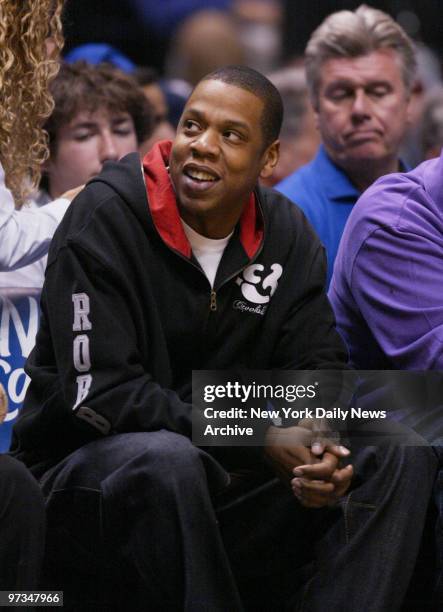 Rapper Jay-Z is at Continental Airlines Arena to watch the New Jersey Nets take on the Toronto Raptors in Game 4 of an Eastern Conference...