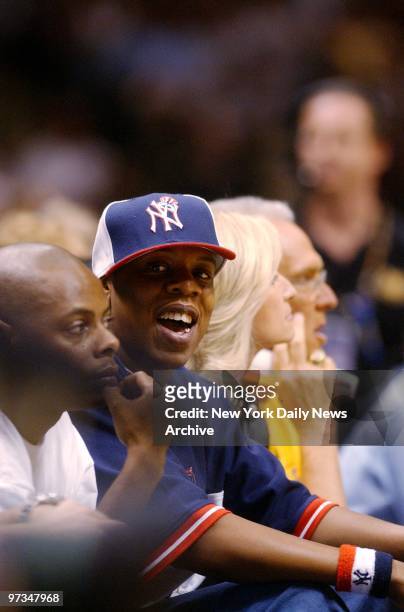 Rapper Jay-Z is on hand at the Continental Airlines Arena as the New Jersey Nets take on the Los Angeles Lakers in Game 3 of the NBA Finals. The...