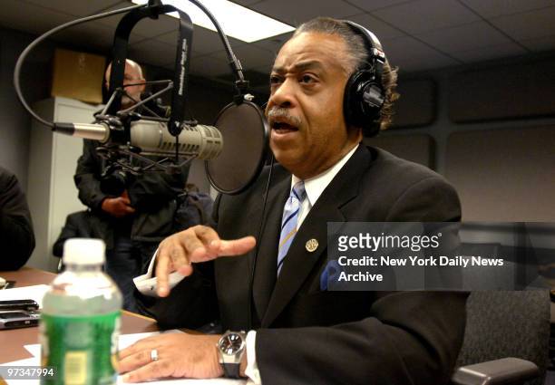 Rev. Al Sharpton questions Don Imus during appearence Sharpton's radio show at ABC studios to answer to comments he made about the Rutgers University...