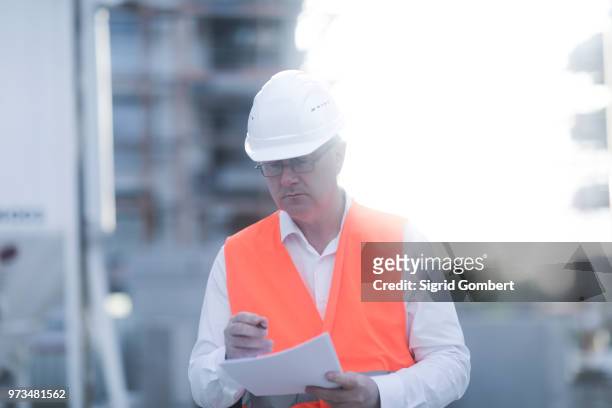 construction worker on site - sigrid gombert stock pictures, royalty-free photos & images