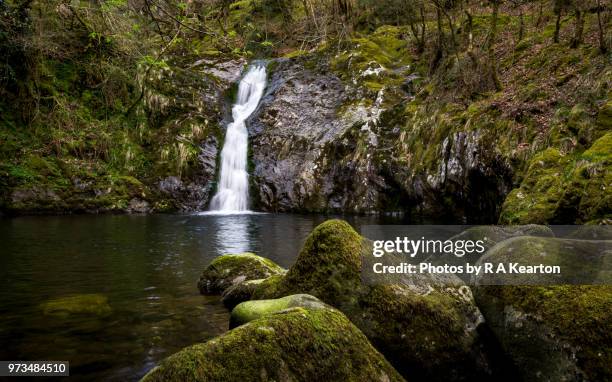 waterfall near tal-y-bont in the conwy valley, north wales - small waterfall stock pictures, royalty-free photos & images