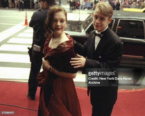 Rachel Miner and Macaulay Culkin arriving for the Tony Awards at Radio City Music Hall.