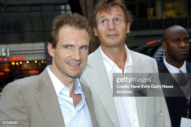 Ralph Fiennes and friend Liam Neeson arrive at Loews Lincoln Square theater on Broadway for the New York premiere of "The Constant Gardener." Fiennes...