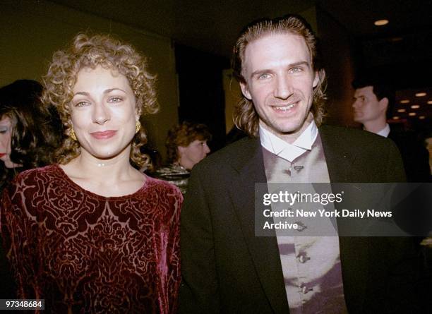 Ralph Fiennes and ER actress Alex Kingston attending Tony Awards.