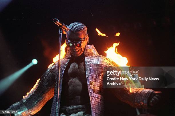 Rammstein burns during the Family Values tour at the Continental Arena.