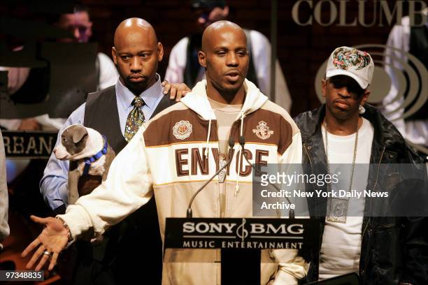 Rapper DMX, whose real name is Earl Simmons, speaks during a news conference at Sony Urban Music's studios on W. 53rd St. DMX announced he is...