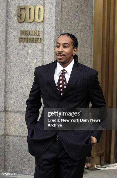 Rapper Ludacris leaves Manhattan Federal Court after testifying at a trial about allegations of copyright infringement. Ludacris, whose real name is...