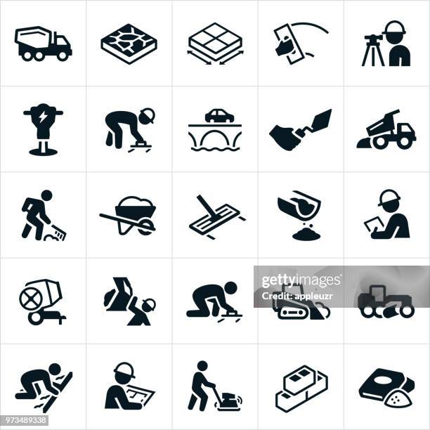 concrete icons - cement stock illustrations