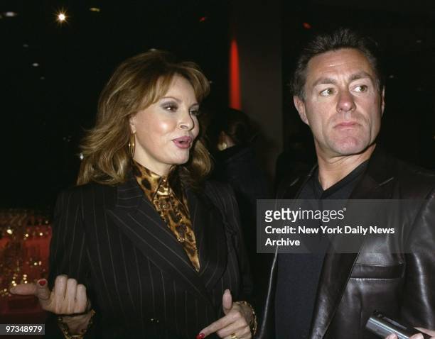 Raquel Welch and husband Richie Palmer are on hand for the Escada Collection 2001 spring/summer show at Pier 92.