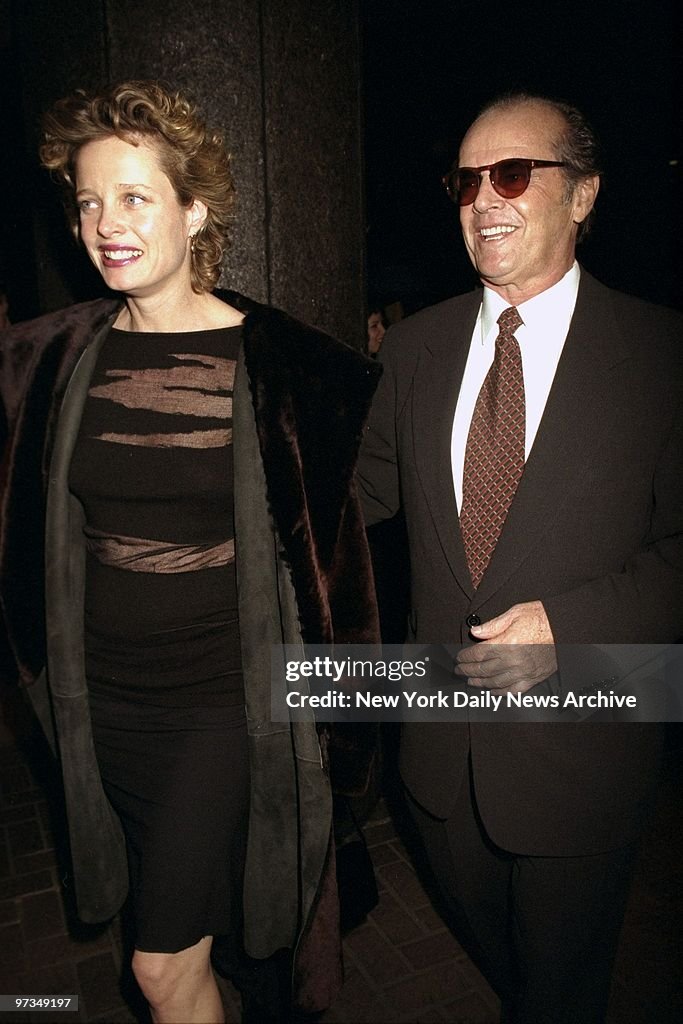 Rebecca Broussard and Jack Nicholson arrive for the premiere of "As