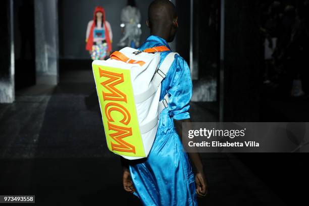 Model walks the runway at the MCM Fashion Show Spring/Summer 2019 during the 94th Pitti Immagine Uomo on June 13, 2018 in Florence, Italy.