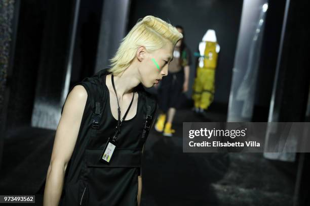 Model walks the runway at the MCM Fashion Show Spring/Summer 2019 during the 94th Pitti Immagine Uomo on June 13, 2018 in Florence, Italy.