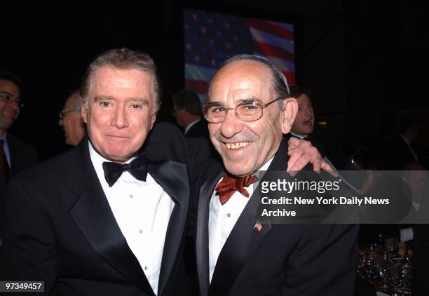 Regis Philbin and Yogi Berra are on hand for an all-star celebrity tribute to Mayor Giuliani at the Sheraton New York Hotel. The gala event benefited...