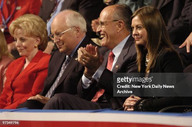 Judith Nathan, former New York City Mayor Rudolph Giuliani, Vice President Dick Chaney, and Chaney's wife, Lynne, on the second day of the Republican...