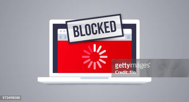 stockillustraties, clipart, cartoons en iconen met geblokkeerde internet website inhoud - censorship