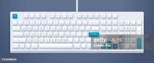 white extended computer keyboard - space key stock illustrations