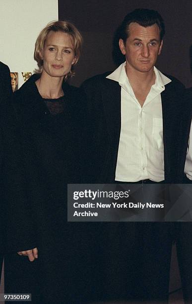 Robin Wright Penn and Sean Penn are on hand for celebrity screening of the movie "Hurly Burly" at Rockefeller Center. They star in the movie.