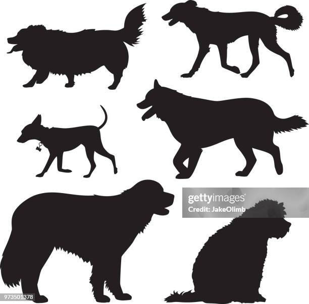hund-silhouetten 5 - bernhardiner stock-grafiken, -clipart, -cartoons und -symbole