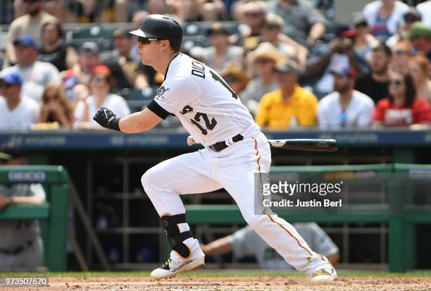 Corey Dickerson of the Pittsburgh Pirates bats during the game against the Chicago Cubs at PNC Park on May 28, 2018 in Pittsburgh, Pennsylvania. MLB...