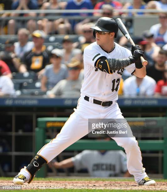 Corey Dickerson of the Pittsburgh Pirates bats during the game against the Chicago Cubs at PNC Park on May 28, 2018 in Pittsburgh, Pennsylvania. MLB...