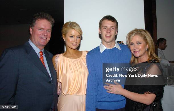 Rick, Kathy and Barron Hilton hosted a party at LeCirque to celebrate the launch of Paris' fragrance, "Just Me".,