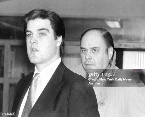 Robert Chambers Jr., enters Manhattan Criminal Court for the second day of his trial. With him is his father Robert Chambers Sr..