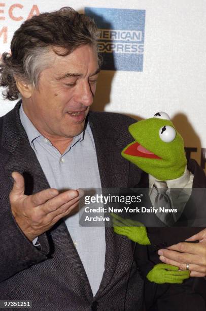 Robert De Niro and Kermit the Frog attend the premiere of "The Muppets' Wizard of Oz" at the Tribeca Family Festival.