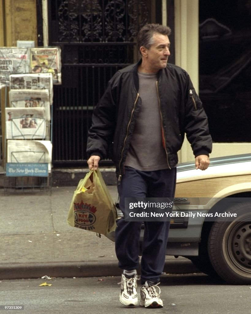 Robert De Niro during filming of movie "Flawless" on Ave. A 