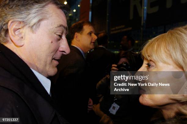 Robert De Niro and Barbara Walters get together at the World Financial Center's Winter Garden after the first meeting of board members of the...