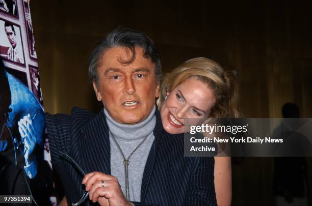 Robert Evans and wife Leslie-Ann Woodward are on hand at the AOL Time Warner Screening Room at Rockefeller Plaza for a special HBO presentation of...